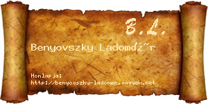 Benyovszky Ladomér névjegykártya